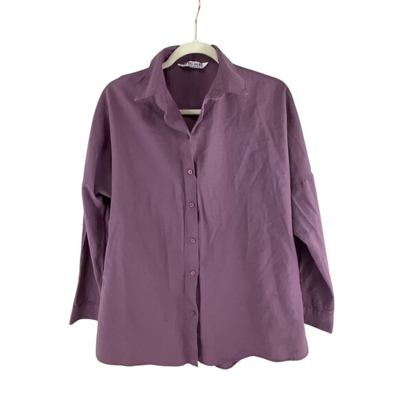 Big Dart Womens Button-Up Long Sleeve Shirt Purple Sz 12 Office Career Corp Core - Picture 11 of 11